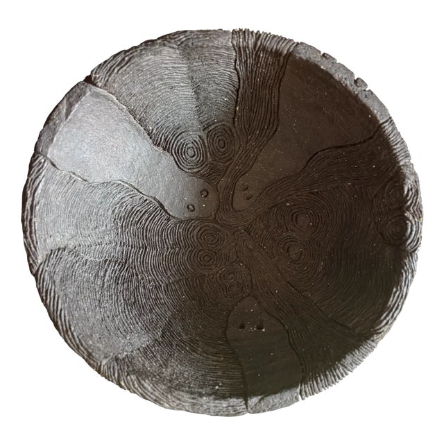 Large Brutalist Stoneware Bowl by Birte Beck Omme, Denmark, 1970s For Sale