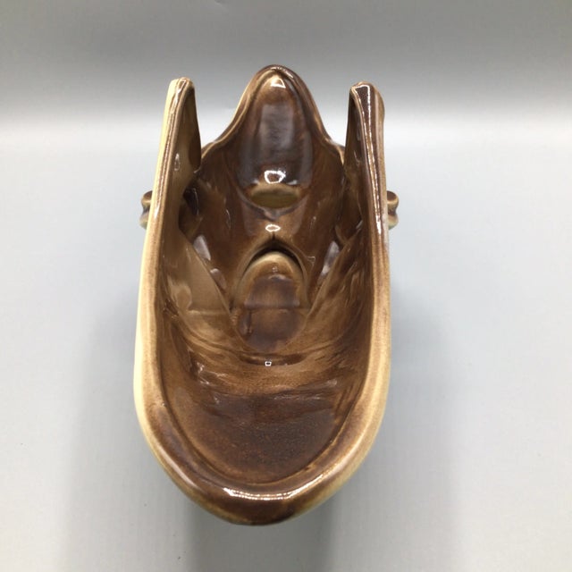 Ceramic 1950’s Hull Parchment and Pine Console Planter/Vase For Sale - Image 7 of 13