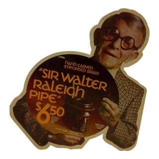 Vintage Advertising Display Sign "Sir Walter Raleigh Pipe" with George Burns For Sale