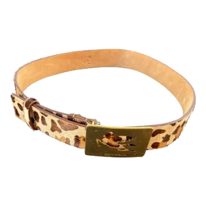 Etro Leopard-Print Leather Belt With the Iconic Pegaso Brass Buckle