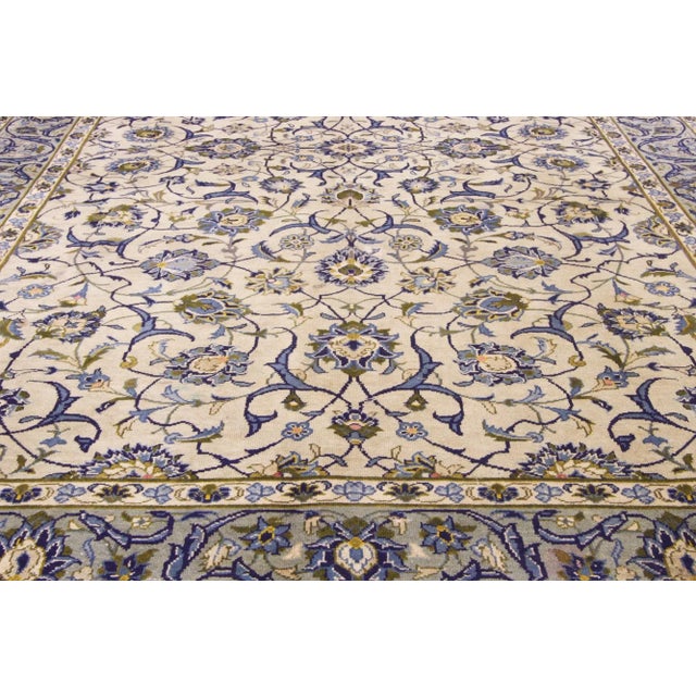 Vintage Ivory Persian Yazd Rug - 06'06 X 10'06 For Sale - Image 4 of 6