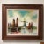 This vintage painting on canvas features a small Dutch-style landscape with sailboats and a waterfront windmill. The...