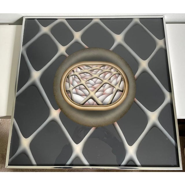 1979 Paul Pinzarrone Op Art Painting Airbrush Acrylic on Lucite Board Framed For Sale In Jacksonville, FL - Image 6 of 8