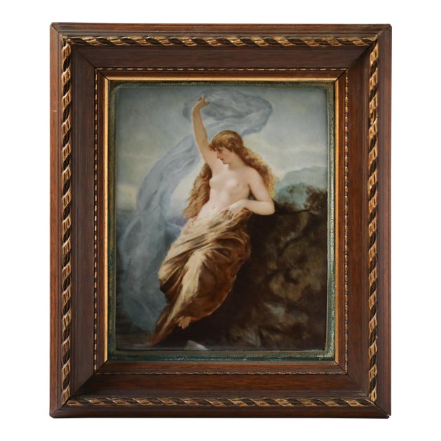 Antique German KPM Style Hand-Painted Porcelain Plaque “Lorelei” After Wilhelm Kray For Sale