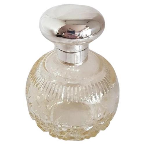 Antique George V Sterling Silver Crystal Cut Glass Scent Bottle, Birmingham, 1921 For Sale - Image 13 of 13