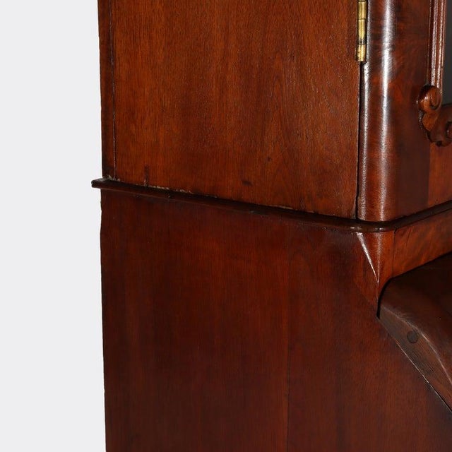 Antique Neoclassical Renaissance Revival Flame Mahogany Drop Front Secretary For Sale - Image 14 of 14