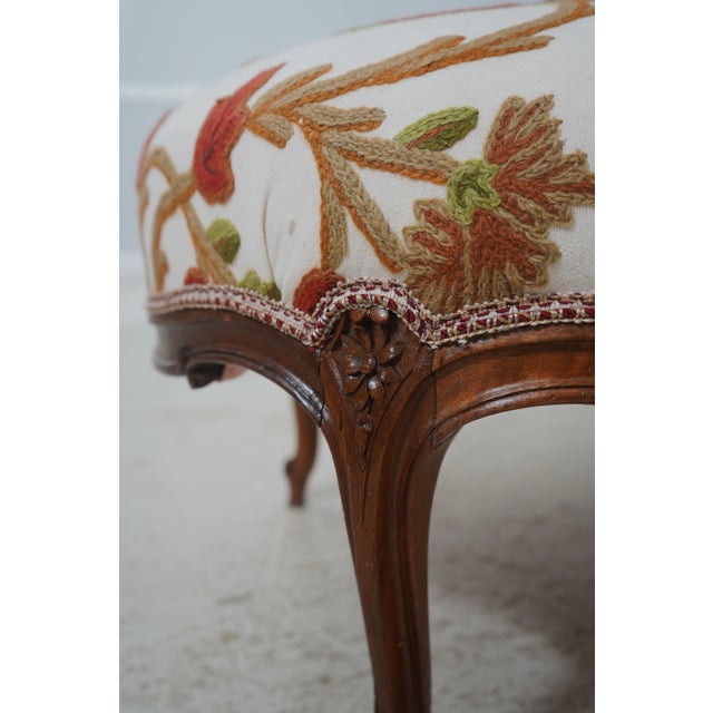 Vintage French Chaise Lounge New Crewel Work Upholstery For Sale - Image 16 of 18