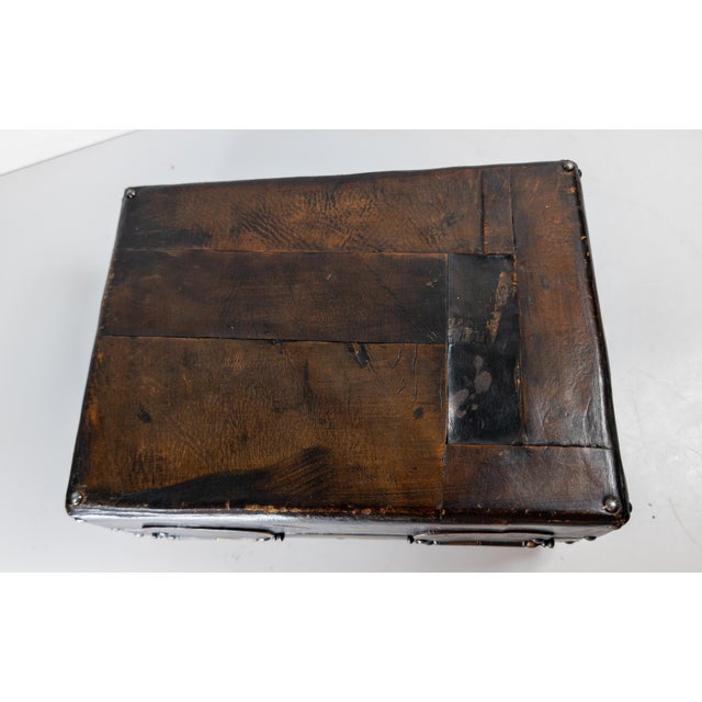 Mid-Century Folk Art Patchwork Leather Box With Gingko Leaf Design For Sale - Image 12 of 12