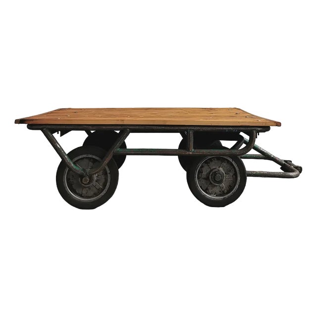 Industrial Belgian Coffee Table with Wheels, 1960s For Sale