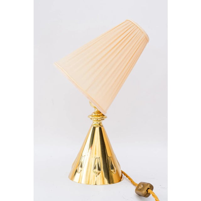 Metal Art Deco Table Lamp with Fabric Shade, Vienna, Austria, 1920s For Sale - Image 7 of 15