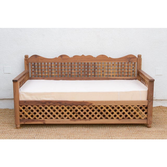 1990s 6' Long Mousharabi Reclaimed Teak Lounge Sofa For Sale - Image 5 of 11