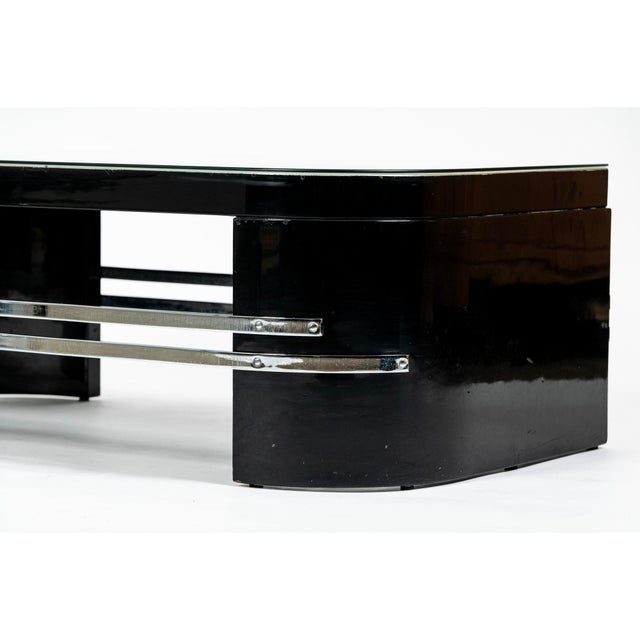 Art Deco Coffee Table in Black Lacquer and Metal Leaf, Circa 1935 For Sale - Image 12 of 14