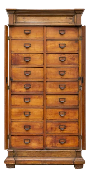 Antique 18 Drawer Oak Filing Cabinet, 1950s