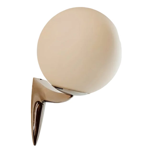 Wall Light in Chromed Brass with Satin White Sphere For Sale