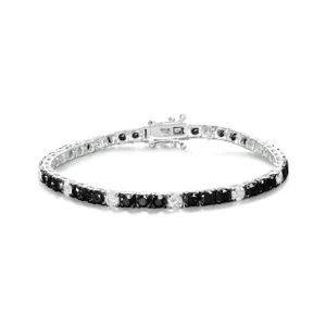 .925 Sterling Silver 10.0 Cttw Black and White Diamond Tennis Bracelet (I-J Color, I2-I3 Clarity) -
