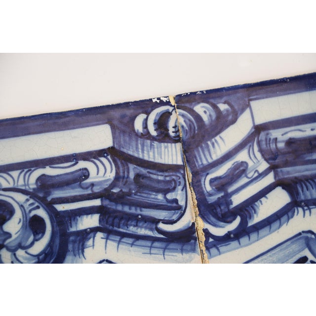 Baroque 19th Century Set of Four Portuguese Tiles With a Baroque Border Motif For Sale - Image 3 of 12