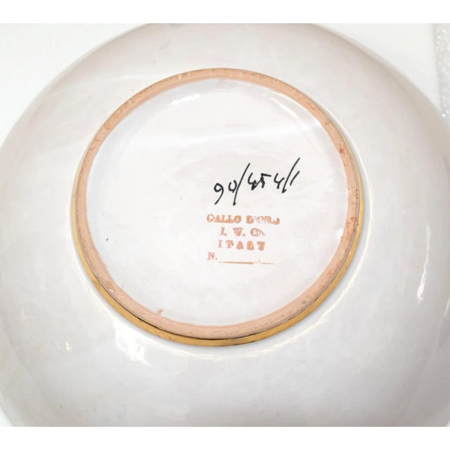 Gallo d'Oro Italy Vintage Hand Painted Ceramic Gold, Black & White Serving Bowl For Sale - Image 10 of 13