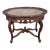 1930s French Style Walnut Carved Side Table With Glass Top - Tray Accent For Sale