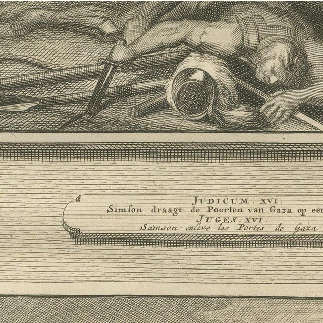 Pieter Mortier, Samson with the Jawbone and Samson Carries the Gates of Gaza, 1700, Engraving For Sale - Image 4 of 12