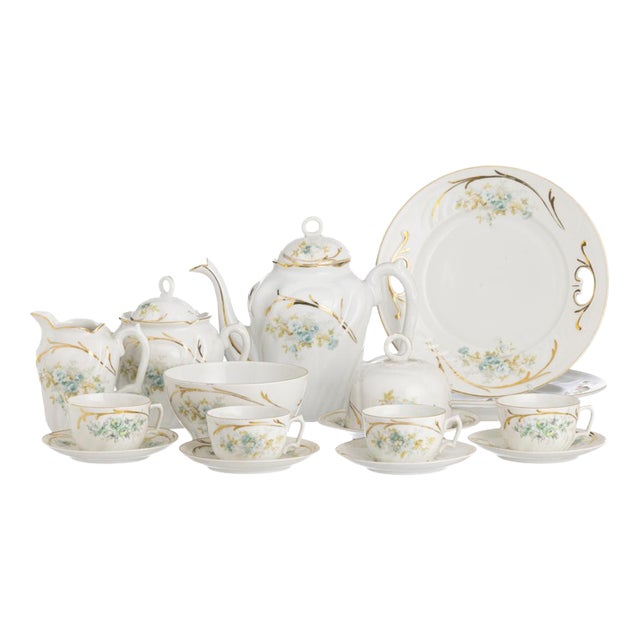 Porcelain Tea Service from Vista Alegre, Set of 33 For Sale