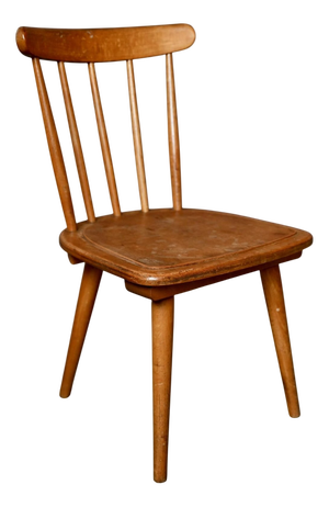 Vintage Wooden Childrens Chair with Slatted Legs and Compass Design, 1960s
