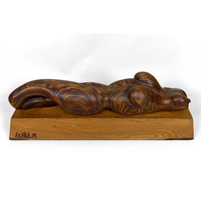 Important sculpture of a female body, cedar and oak, brutalism, france, circa 1970 we are pleased to present an impressive...