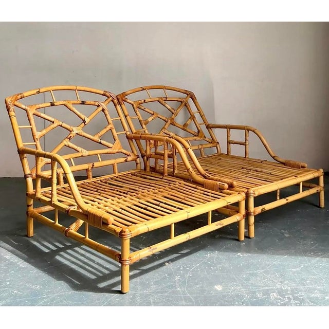 Khaki Vintage Italian Vivai Del Sud Rattan Chaise Lounge - A Pair For Sale - Image 8 of 9