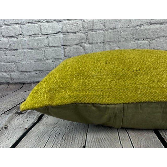 16 x 24 Hemp Pillow Turkish Cushion Natural Green Pillow Cushion Cover For Sale - Image 4 of 4