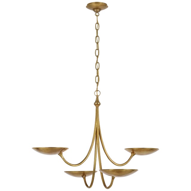 Traditional Thomas O'Brien for Visual Comfort Signature Keira Medium Chandelier in Hand-Rubbed Antique Brass For Sale - Image 3 of 3