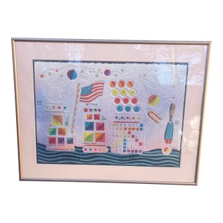 Signed 1987 New York City Map Art Print “Impressions of New York” by Tencel For Sale