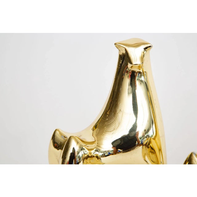 Vintage Brass Bull Norman Bleckner Stickered Bookends Pair Of For Sale - Image 9 of 12
