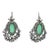 Vintage Czech Rhinestone, Rhodium, Silver, Green Glass Dangle Pierced Earrings - 2 Pieces For Sale