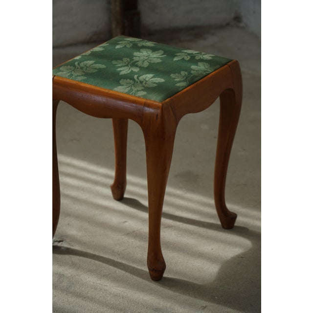 Wood Mid-Century Rococo Style Wooden Stools with Cabriole Legs, Denmark, 1940s, Set of 2 For Sale - Image 7 of 18