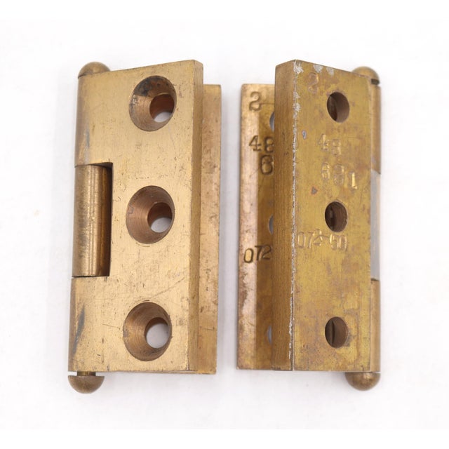 Pair of Vintage 3.5 X 4 In. Offset Bifold Brass Door Hinges For Sale - Image 4 of 4