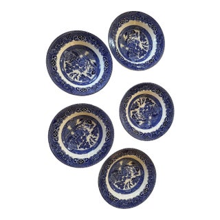 Antique Blue Willow Shallow Bowls - Set of 5 For Sale