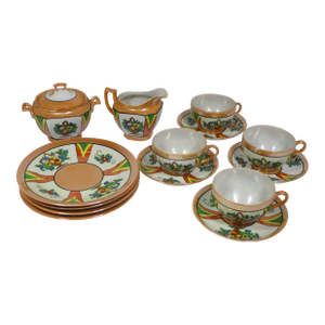 1940's Japanese Lusterware Art Deco Luncheon Set - 14 Pc