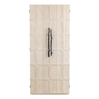 Whitewashed Organic Modern Pine Storage Cabinet For Sale