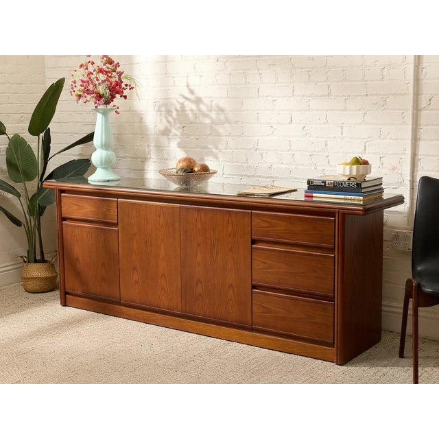 Vintage Mid-Century Modern Walnut Credenza With Glass Top For Sale - Image 12 of 12