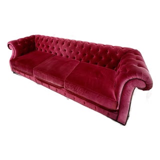 Attributed to Christopher Guy McQueen Chesterfield-Style Sofa in Black & Red Velvet For Sale