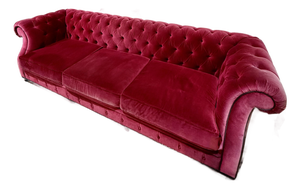 Attributed to Christopher Guy McQueen Chesterfield-Style Sofa in Black & Red Velvet