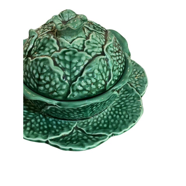 Early 20th Century Sarreguemines France Cabbage Ware Petite Tureen For Sale - Image 4 of 8
