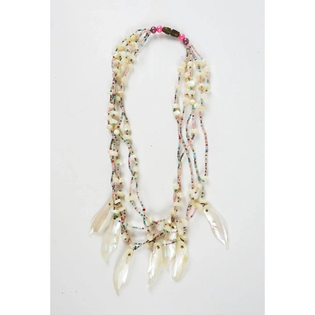 1990s Vintage 1990s Artist Made Mother of Pearl Beaded Necklace For Sale - Image 5 of 6