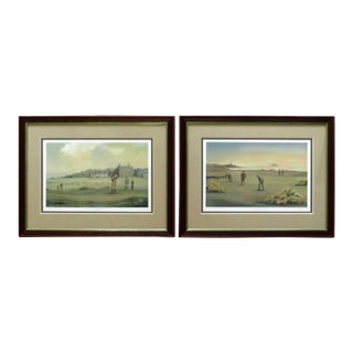 Pair of Harold Ellis Framed Prints Historic Golf Courses of Great Britain St. Andrews & Turnberry For Sale