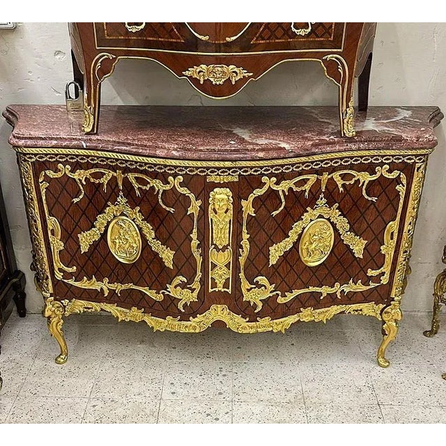 In love with the design and details. Magnificent French marquetry commode Louis XVI style. Stunning French commode. Has a...