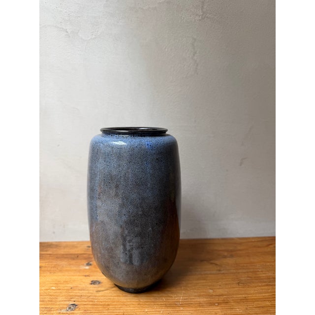Mid-Century Modern 1970s Blue Danish Ceramic Vase For Sale - Image 3 of 3