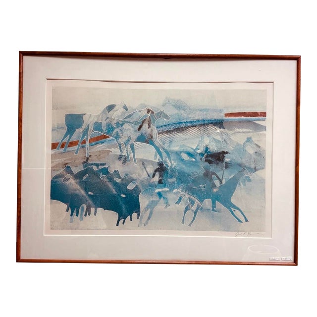 Jack R. Eggman Signed Original Monotype of Horses, Framed For Sale