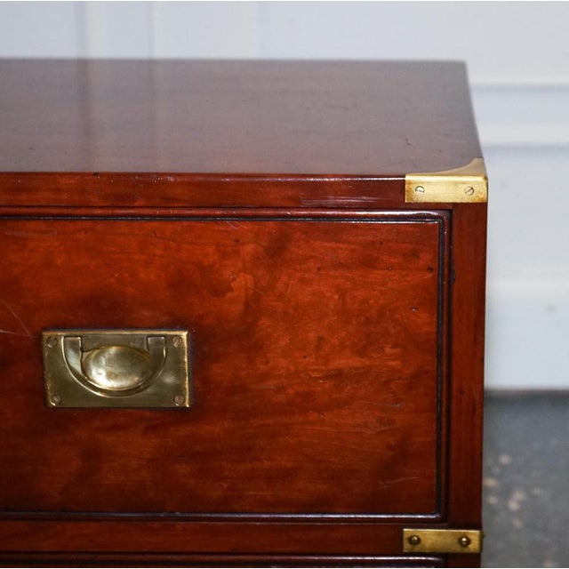 Military Campaign 2-Drawer Nightstand from Kennedy / Harrods For Sale - Image 4 of 9