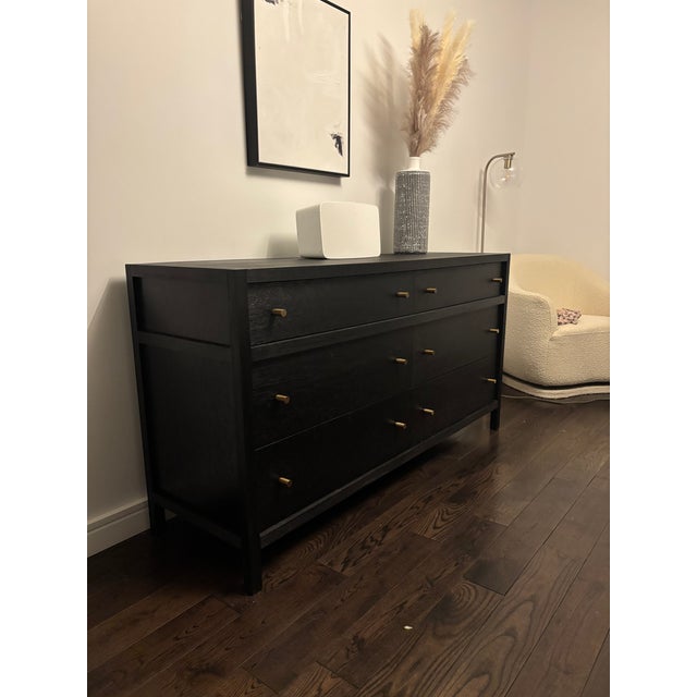 Crate & Barrel Crate & Barrel Keane 64" 6-Drawer Dresser — Black Wood Oak For Sale - Image 4 of 8
