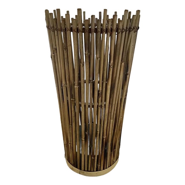 Mid 20th Century Natural Rattan Bamboo Umbrella Stand or Cane Holder For Sale