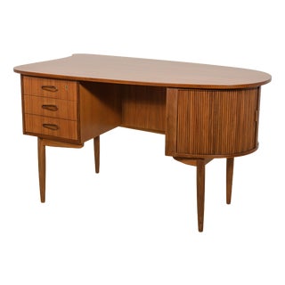 Mid-Century Modern Danish Freestanding Teak Kidney Desk, 1960s For Sale